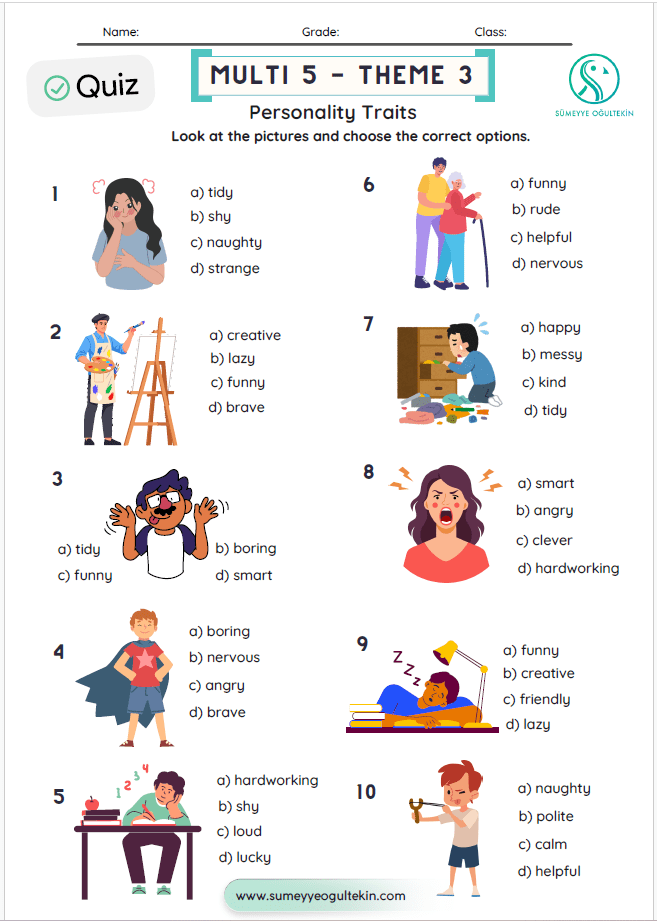 Multi 5 - Theme 3 Personality Traits QUIZ